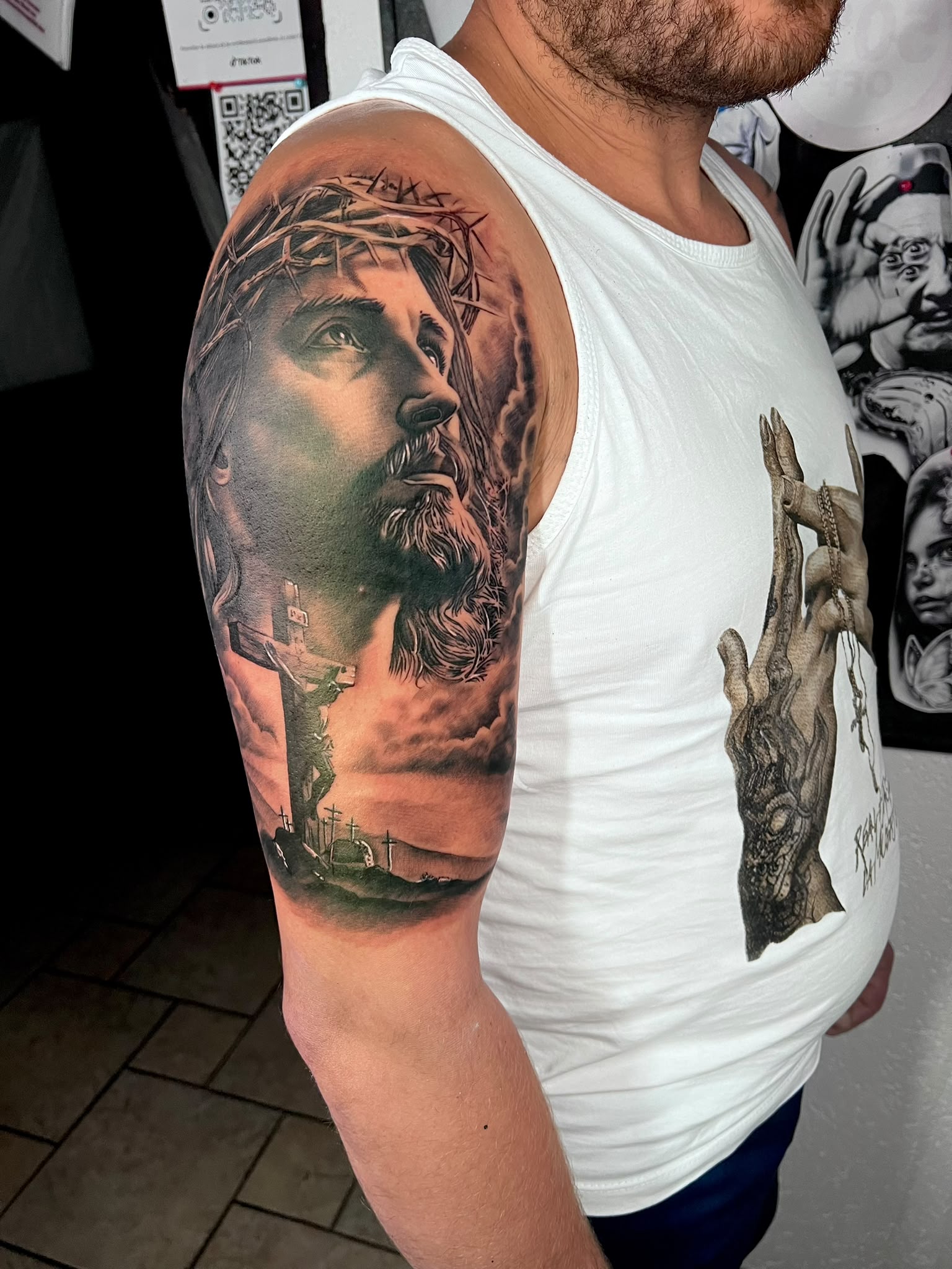 Heiliges Porträt & Landschaft — Tattoo von Ciprian Grapa